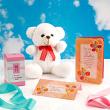 White Teddy Gift Set with Gals Perfume and Greeting Card