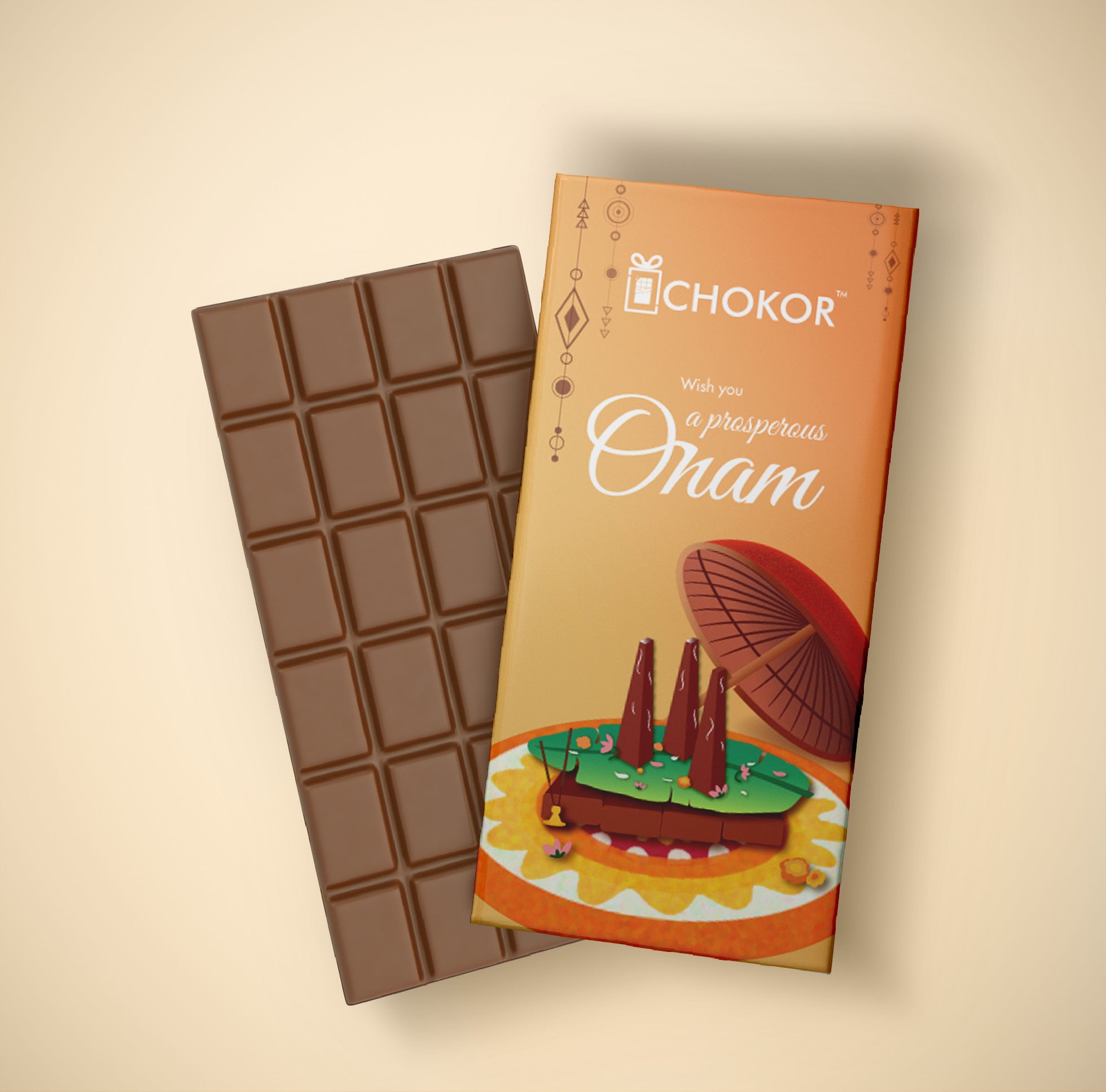 CHOKOR  Happy Onam -  Coffee Flavoured Almond Chocolate Bar