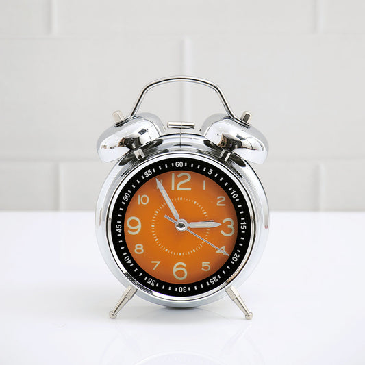 Orange and Silver Twin Bell Alarm Clock