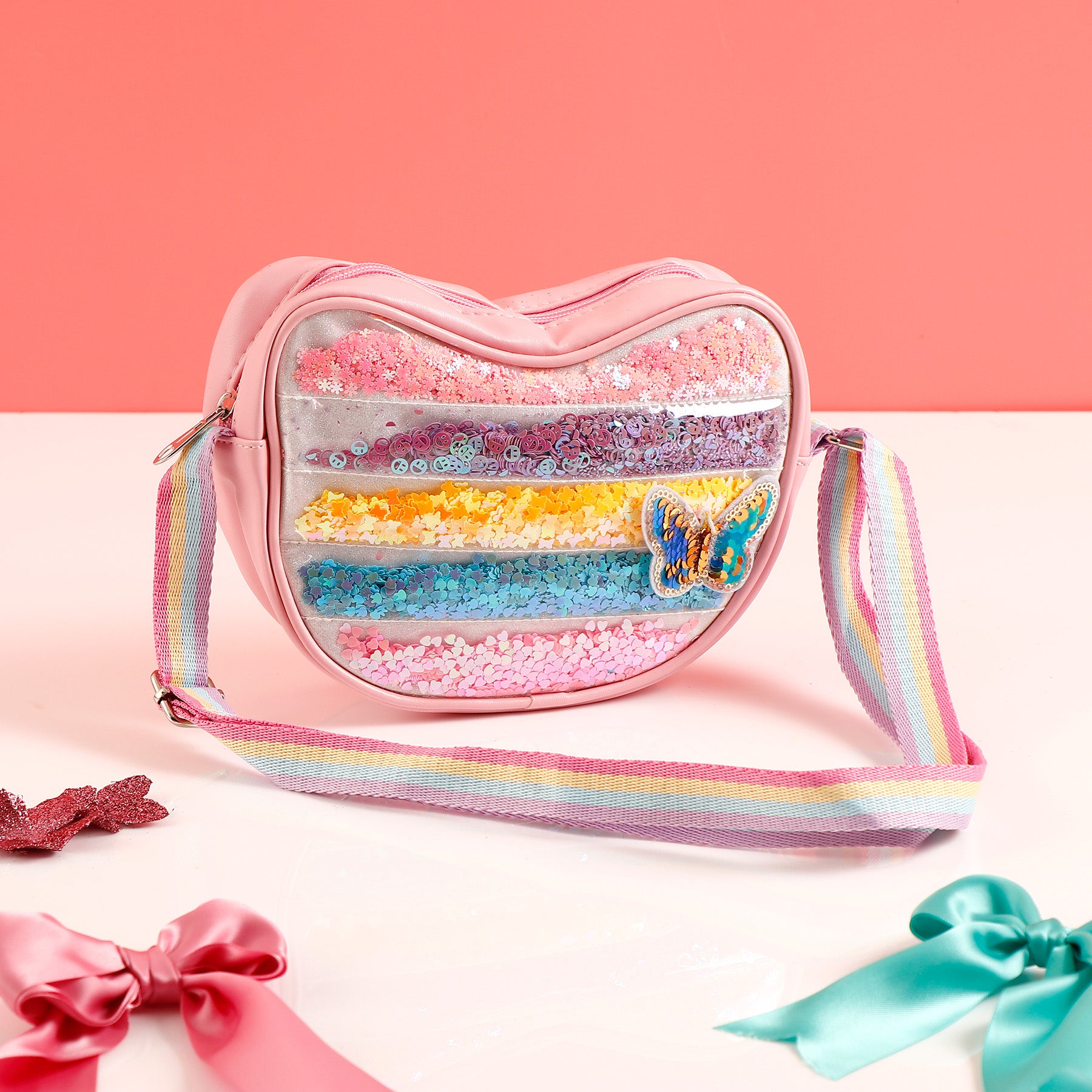 Shimmer Bag with White Teddy and Greeting Card