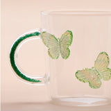 Green Butterfly Charmed Glass Mug