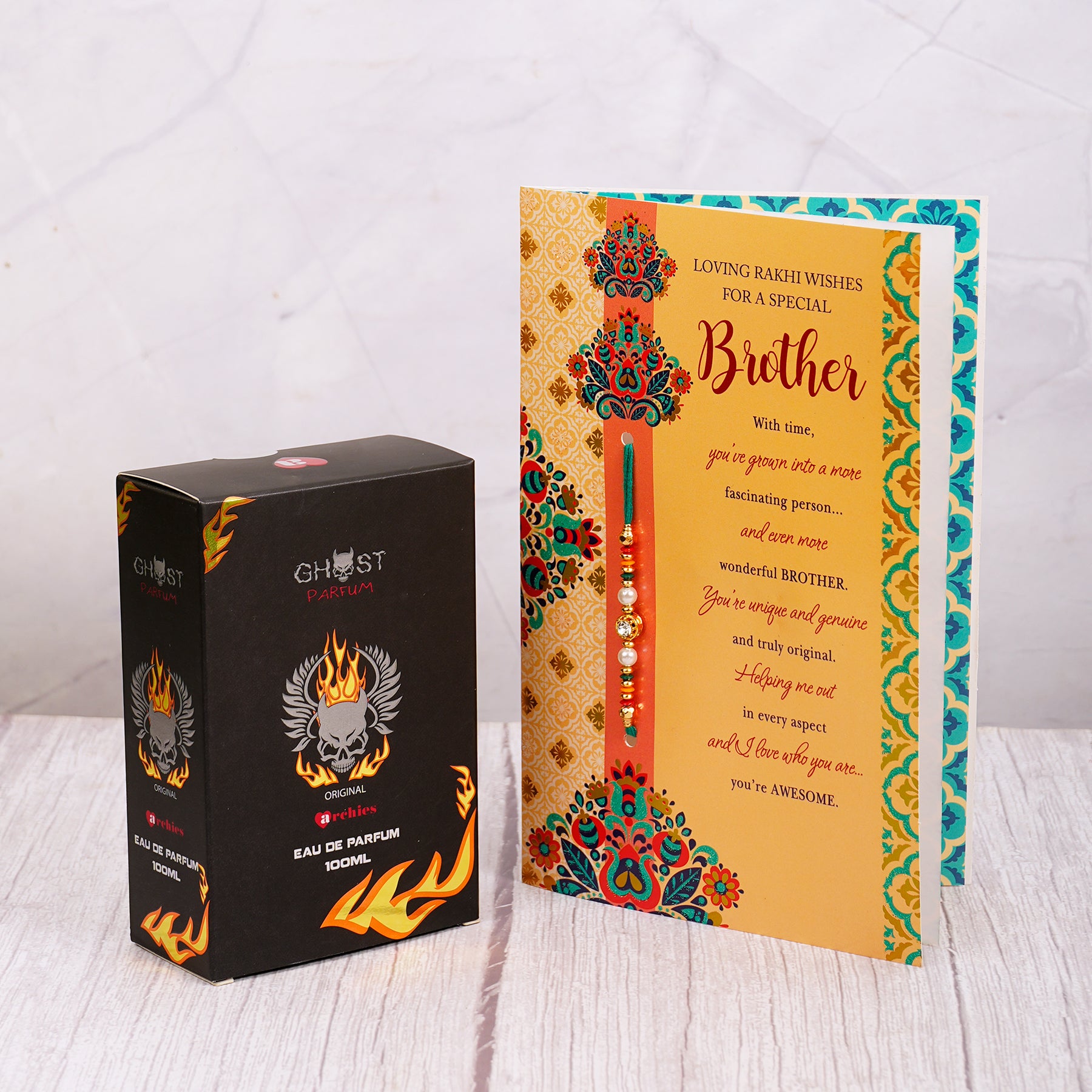 Ghost Perfume with Best Wishes Rakhi Greeting Card
