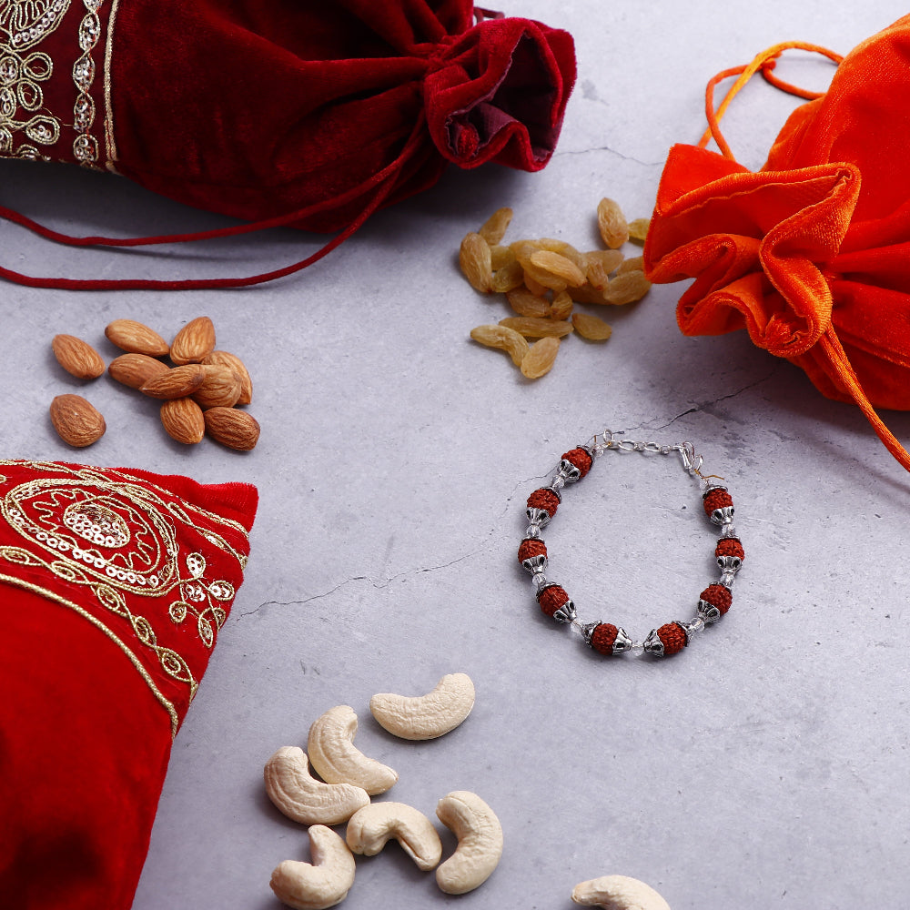 Rudraksh Bracelet Rakhi with Kaju Badam 100 GM