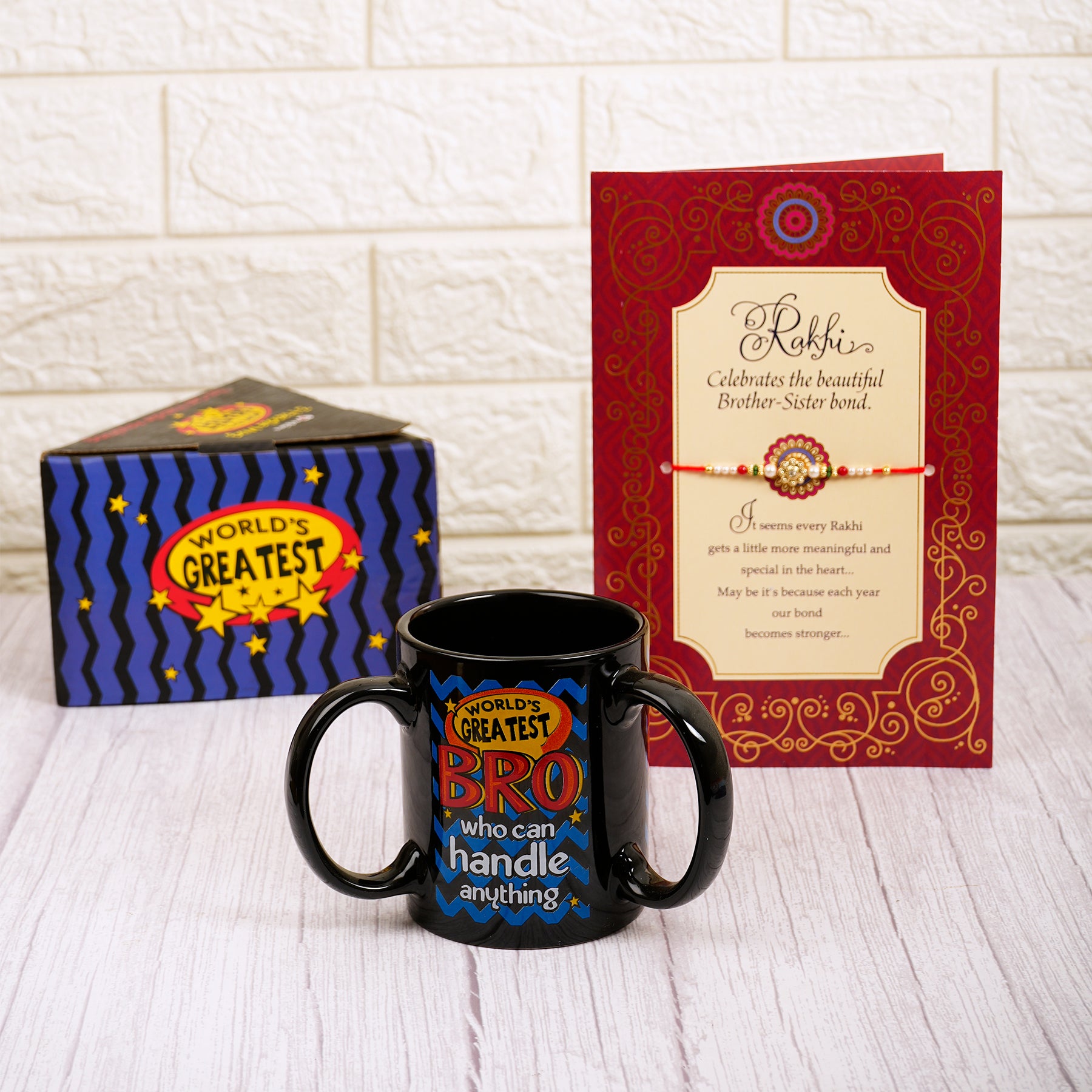 Celebrations Rakhi Greeting Card With Three Handle Mug