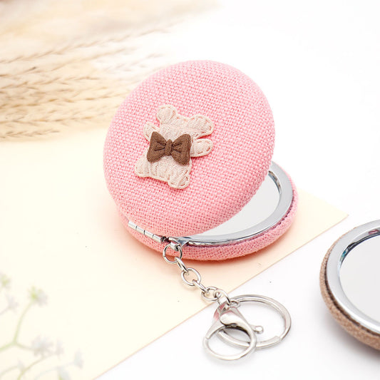 Pink Knitted Compact Mirror