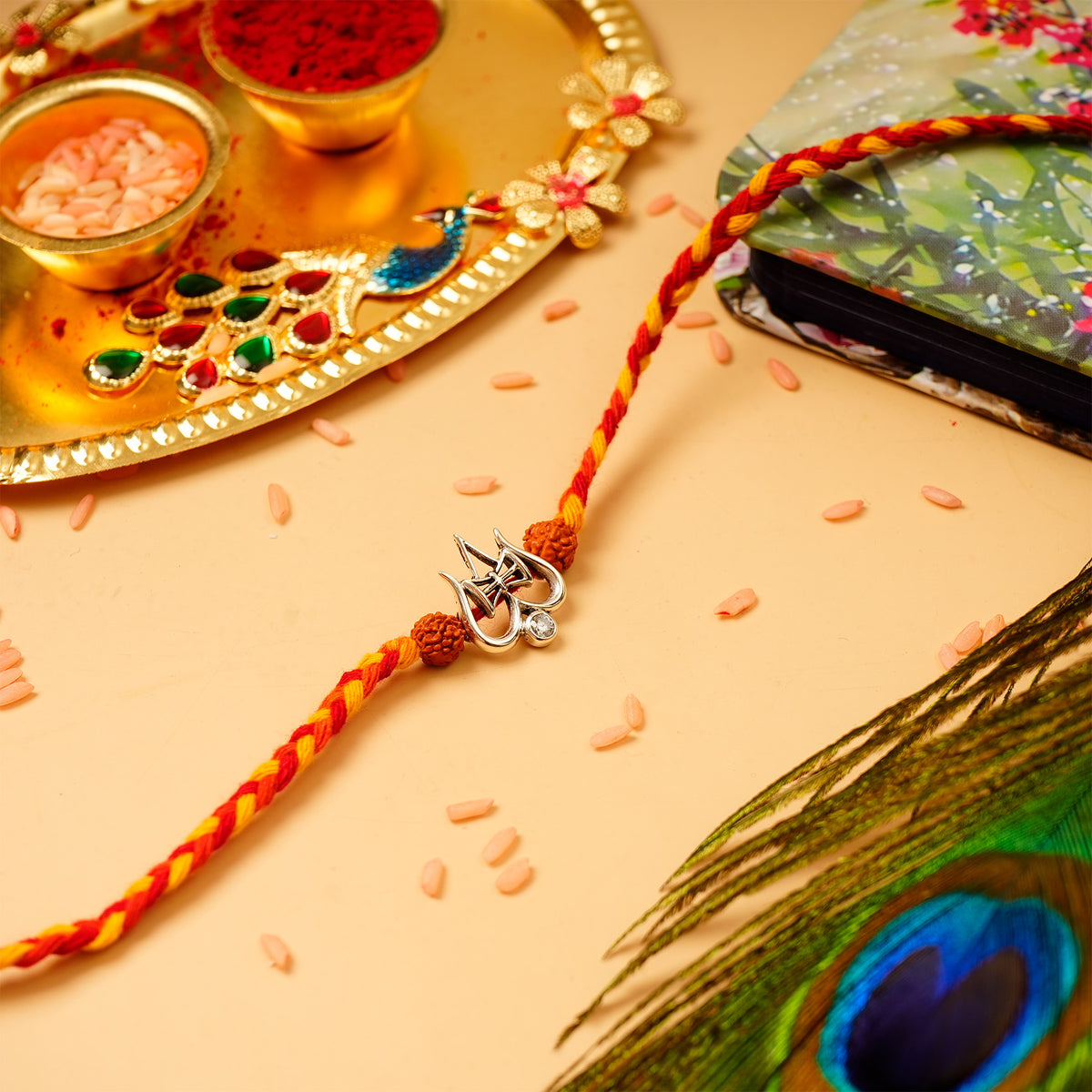 Sacred Trishul Premium Silver Rakhi
