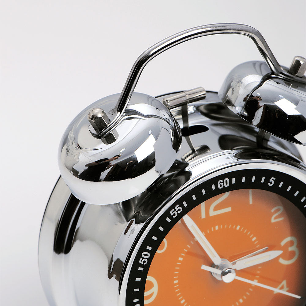 Orange and Silver Twin Bell Alarm Clock