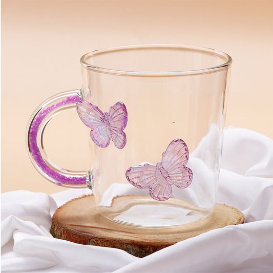 Purple Butterfly Charmed Glass Mug