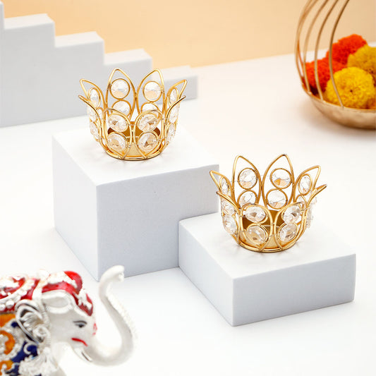 Floral Metal Diya Pack of 2