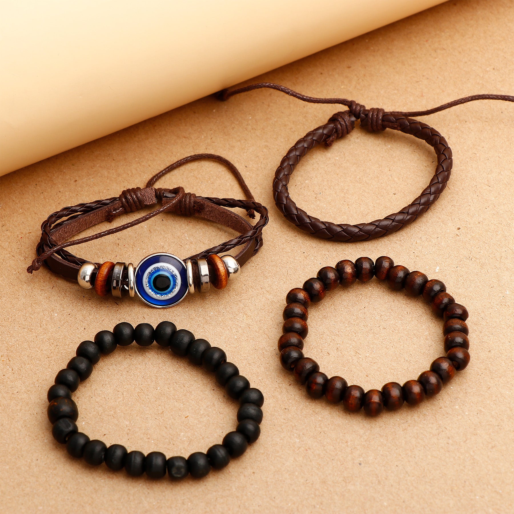 Evil Eye Beaded Multilayer Leather Bracelet