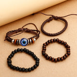 Evil Eye Beaded Multilayer Leather Bracelet