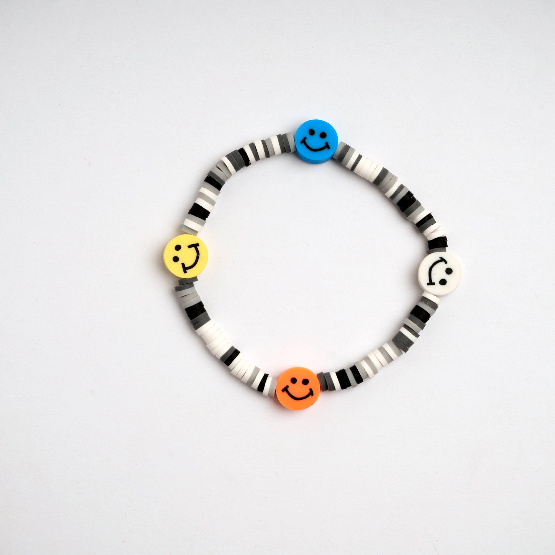 White Loop Smiley Bead Friendship Bracelet