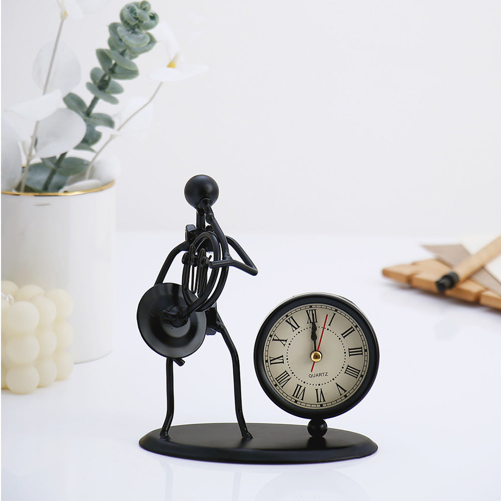 French Horn Figurine Clock