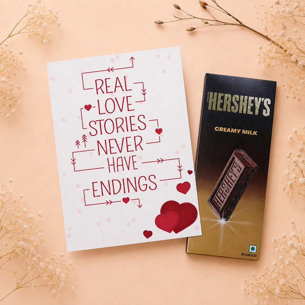 Love Story Anniversary Personalised Card with Chocolate Bar