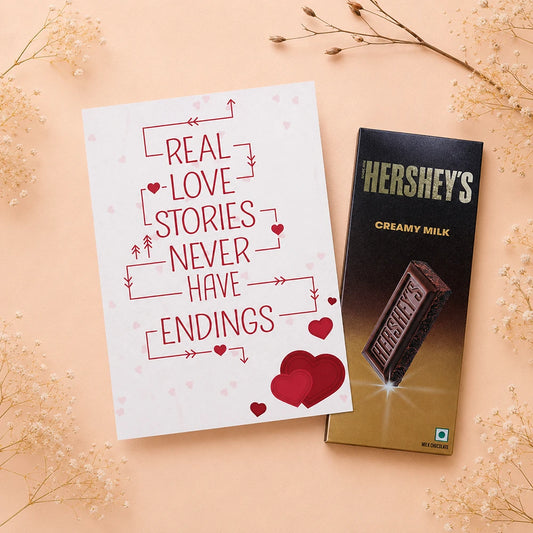 Love Story Anniversary Personalised Card with Chocolate Bar