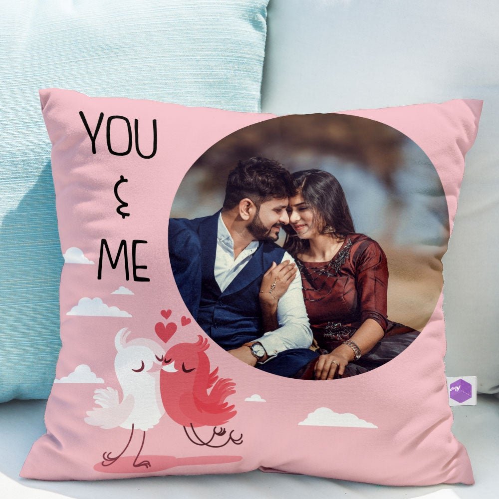 Pink Love Birds Customizable Cushion