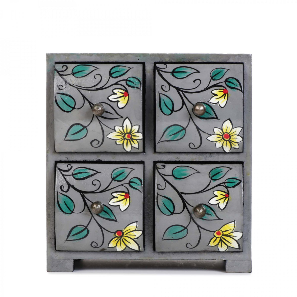 Grey Wooden 4 Drawer Box