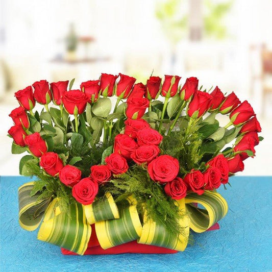 Basket Arrangement of 40 Red Roses