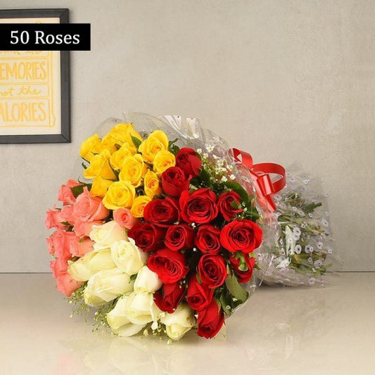 50 Colorful roses Bouquet