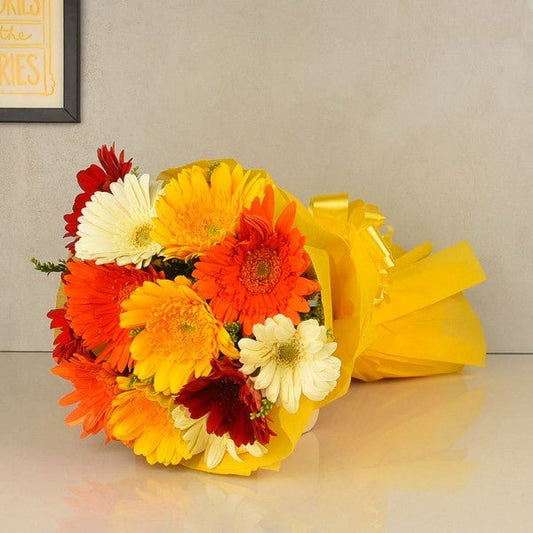 12 Colorful Gerberas Bouquet