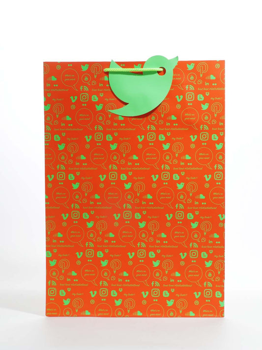 Phone Icon Large Orange Paper Bag Pack of 4
