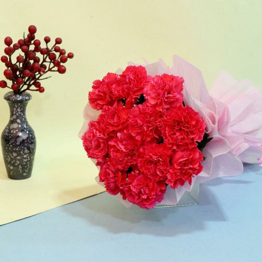 12 Pink Carnations Bouquet