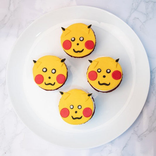 Set Of 4 Pickachu Design Chocolate Fondant CupCake
