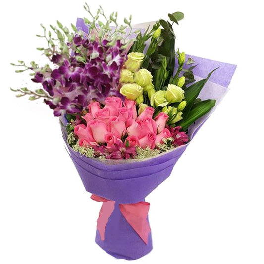 Rose With Orchid In A Melody Bunch