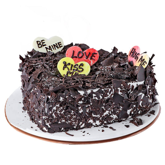 Heart Black Forest With Message 500 Gm