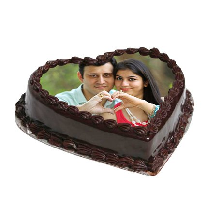 Chocolate Heartshape Photo Cake 500 Gm