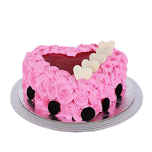 Pink Heart Rose Cake 500 Gm