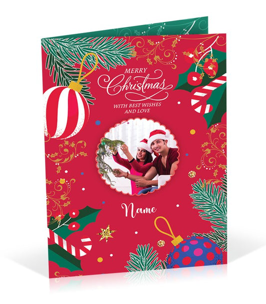 Merry Christmas With Best Wishes and Love Personalised Card