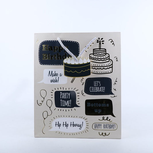 Beer Design Happy Birthday Printed Paper Bag Pack of 3