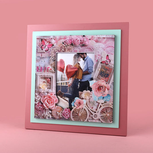 Flowers and Butterfly Design Love Photoframe