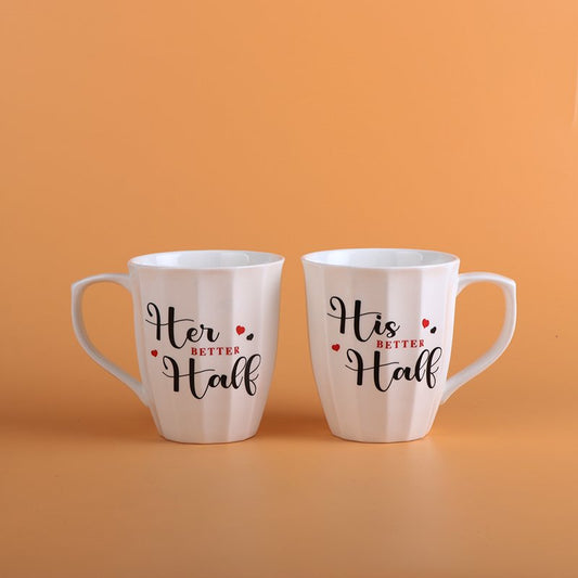 Her Better Half and His Better Half Quote Mug Set