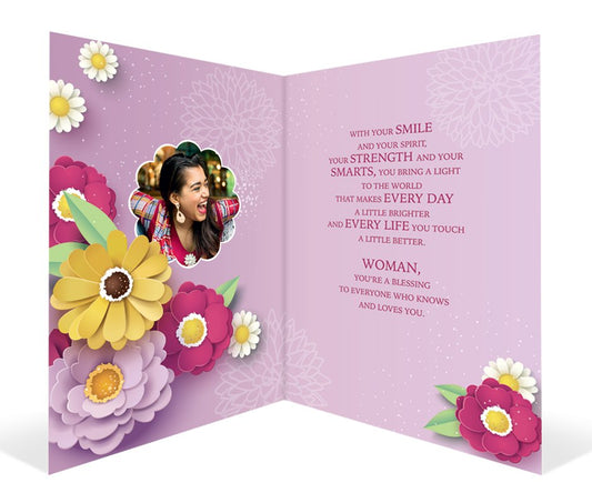 Alluring Flowers Design Charm and Poise Womans Day Greeting Card