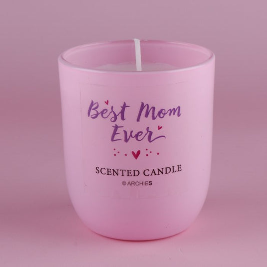 I Love You Mom Pink Scented Candle with Hanging
