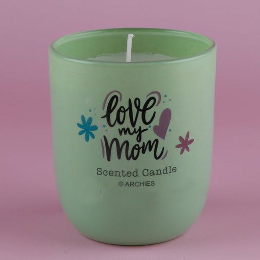 I Love You Mom Green Scented Candle with Hanging