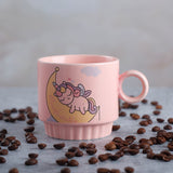 Pink 250 ML Ceramic Mug Set of 4 with 1 Stand