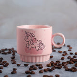 Pink 250 ML Ceramic Mug Set of 4 with 1 Stand