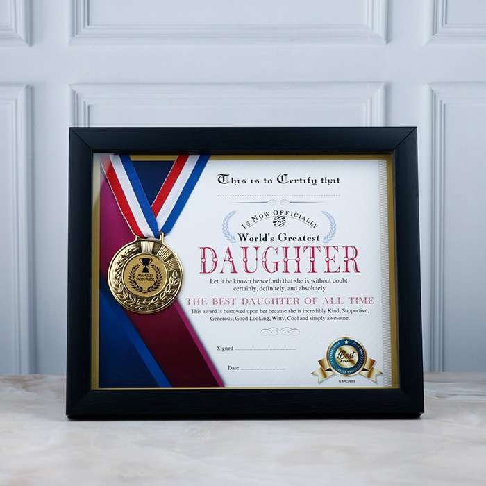 You Are Worlds Best Daughter Certificate And Medal