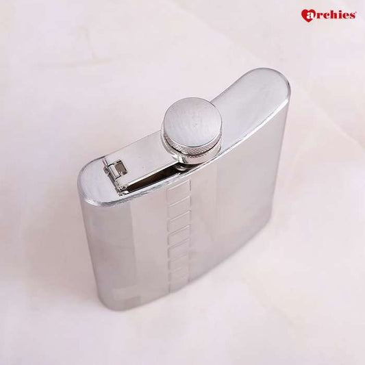 Archies Sturdy Silver Stainless Steel Hip Flask