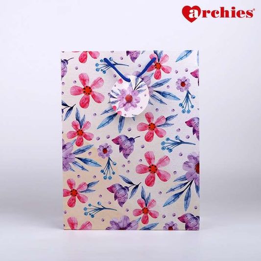 Archies Flower Printed Medium Paper Bag Pack of 3
