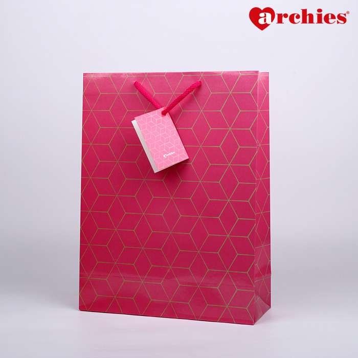 Archies Pink Medium Paper Bag Pack of 3