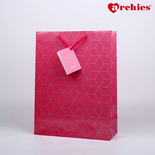 Archies Pink Medium Paper Bag Pack of 3