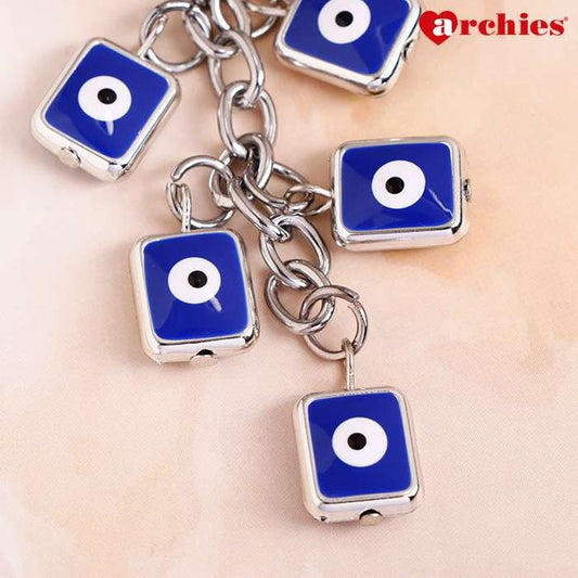 Archies  Sphere and Square Design Blue And White Protective Evil Eye Keychain