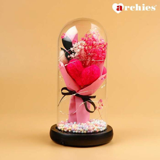 Archies Pink Heart Flower Light Up Showpiece