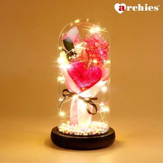 Archies Pink Heart Flower Light Up Showpiece