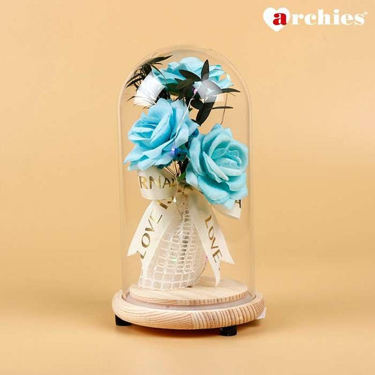 Archies Sky Blue Rose Bouquet Beautiful Light Up Showpiece