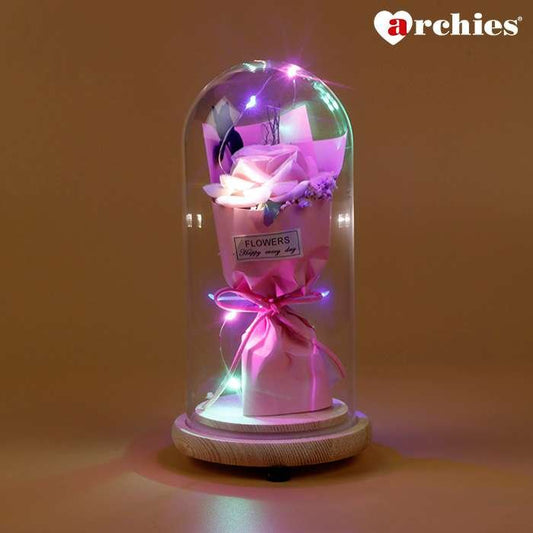 Archies Delicate Pink Rose Bouquet Beautiful Light Up Showpiece